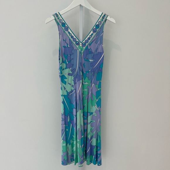 EMILIO PUCCI MULTI LEAF PRINT DRESS SIZE IT 44 / US 10 - Picture 7 of 15